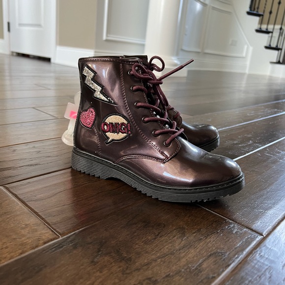 🔥Brand New! Big Girl Children’s Place Burgundy Boots Booties Shoes size 3 - Picture 3 of 10